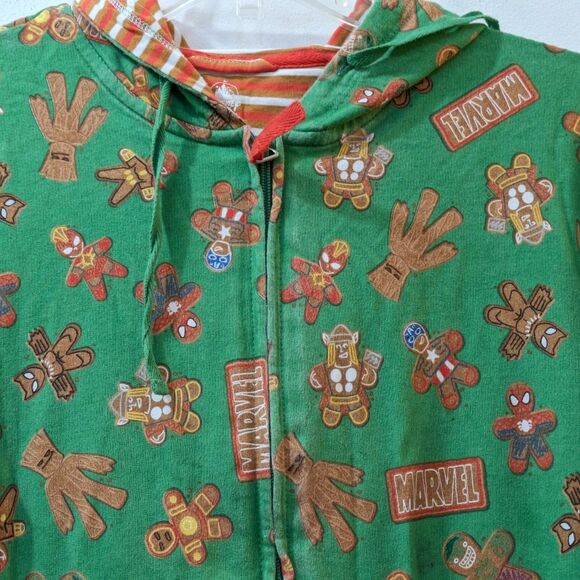 Disney Store Hooded Marvel Bodysuit Gingerbread Holiday Pajamas, Mens Xtra Small - Picture 5 of 16